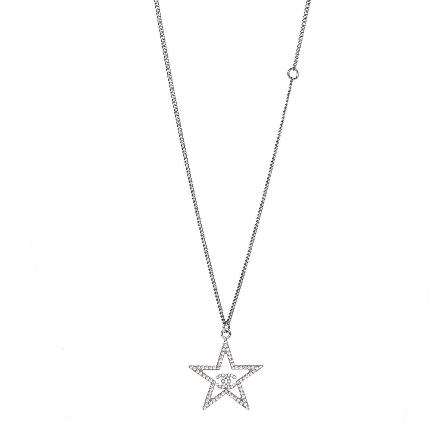 Ruthenium Crystal Star CC Necklace Iridescent Pink