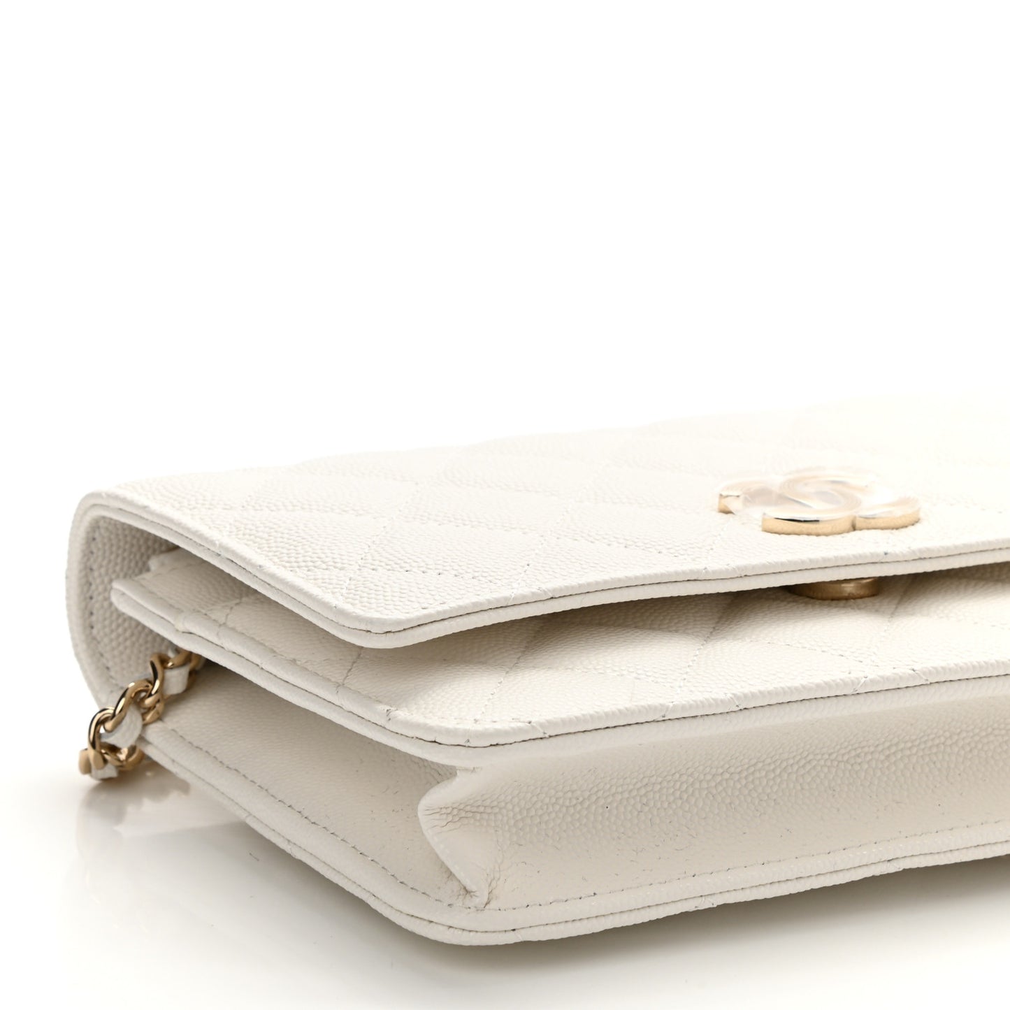 Caviar Quilted Wallet On Chain WOC White