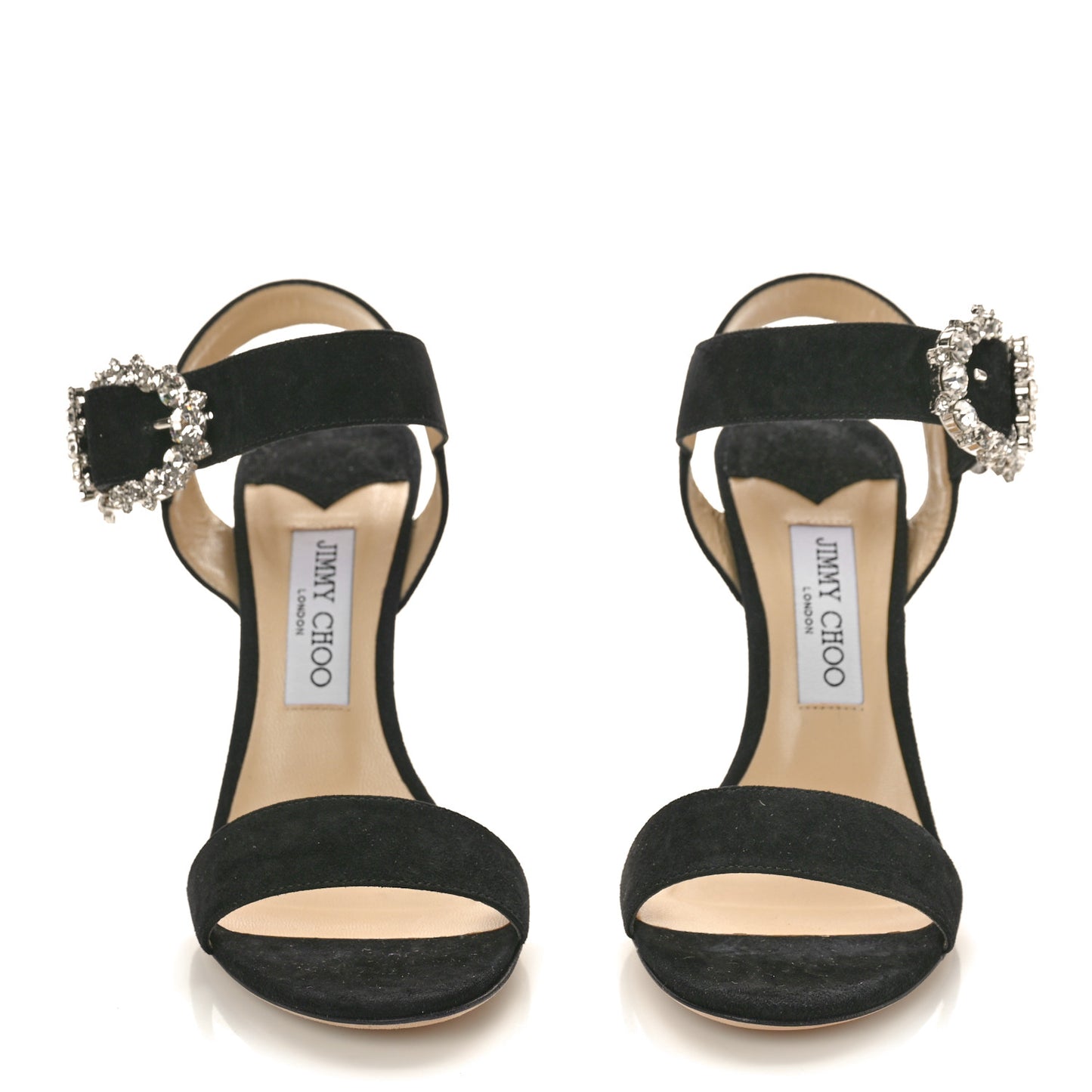 Suede Crystal Sereno 100 Sandals 39 Black