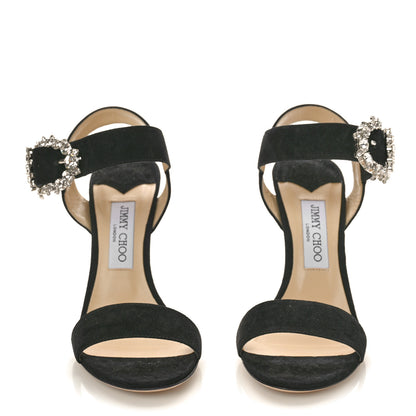 Jimmy Choo Suede Crystal Sereno 100 Sandals 39 Black 2 of 10