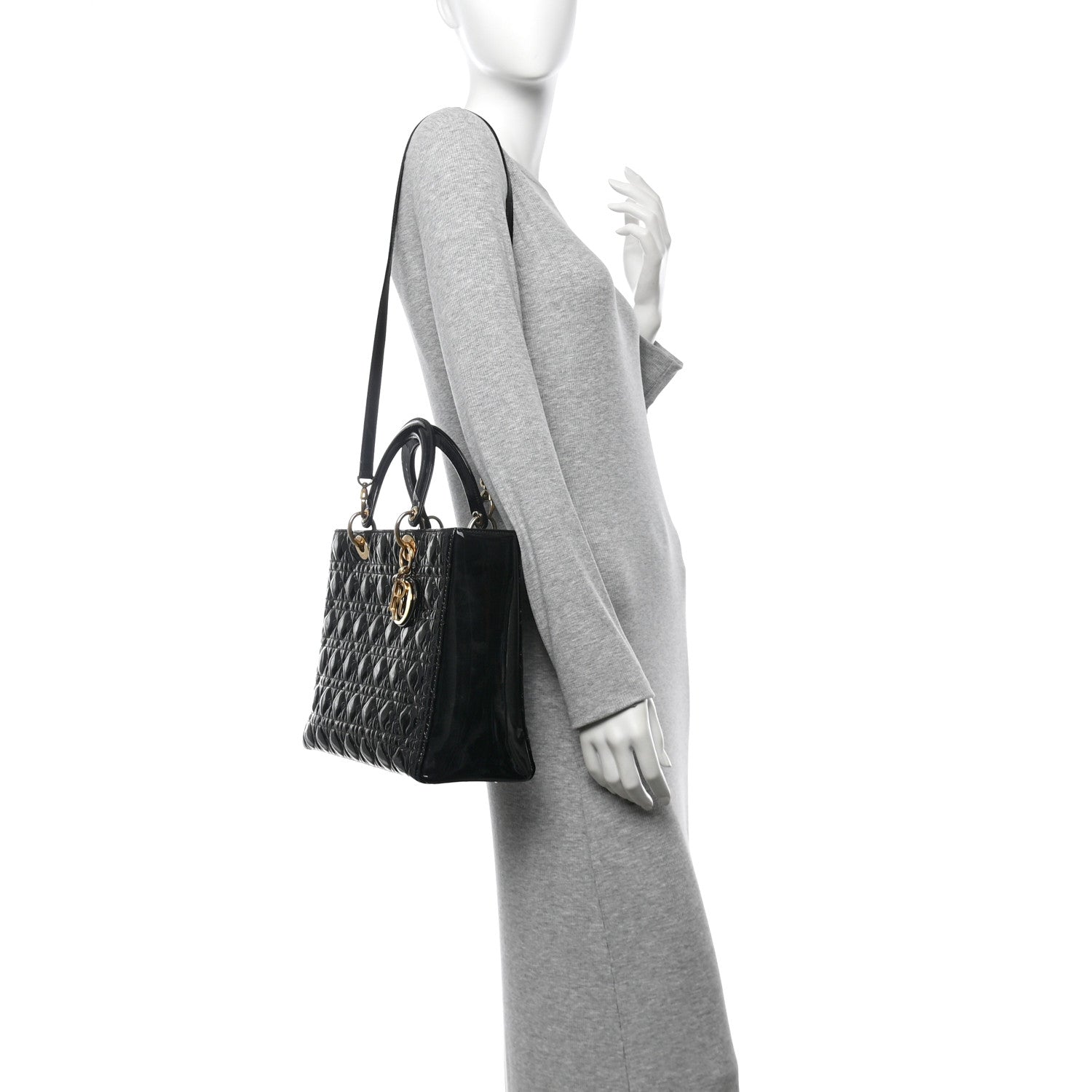 Christian Dior Patent Cannage Large Lady Dior Black 2 of 10