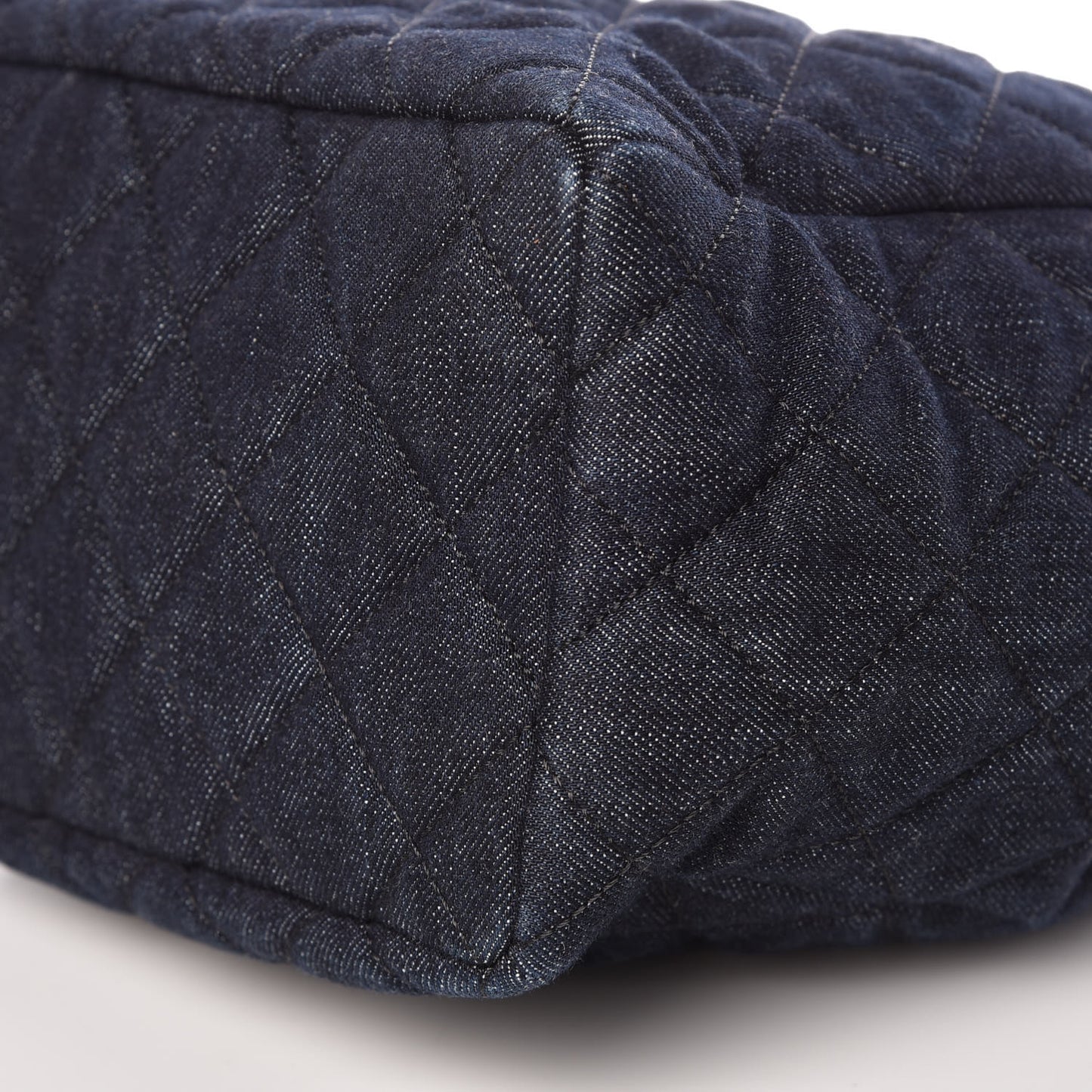 Washed Denim Quilted Small Urban Spirit Drawstring Bag Dark Blue