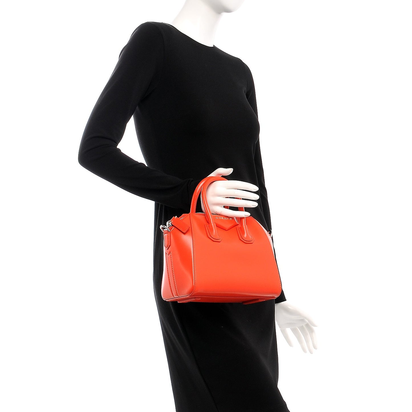 Shiny Lord Calfskin Mini Antigona Bright Orange