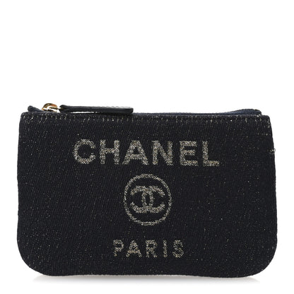 Chanel Lurex Canvas Deauville Cosmetic Pouch Navy Blue Gold 1 of 8