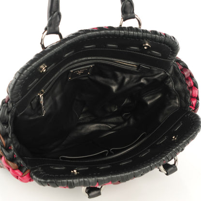Prada Nappa Braided Tote Multicolor Amaranto 6 of 10