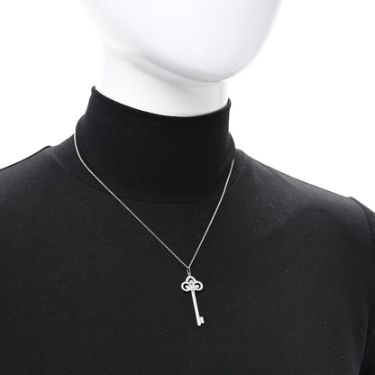 Tiffany Platinum Diamond .41ct Fleur De Lis Key Pendant Necklace 2 of 5