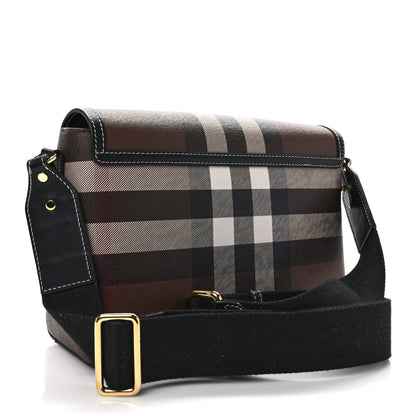 Burberry Calfskin Giant Check E-Canvas Note Crossbody Bag Dark Birch Brown 3 of 8