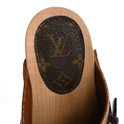 Louis Vuitton Calfskin Patent Monogram Cottage Clog Mules 41 Brown 7 of 10
