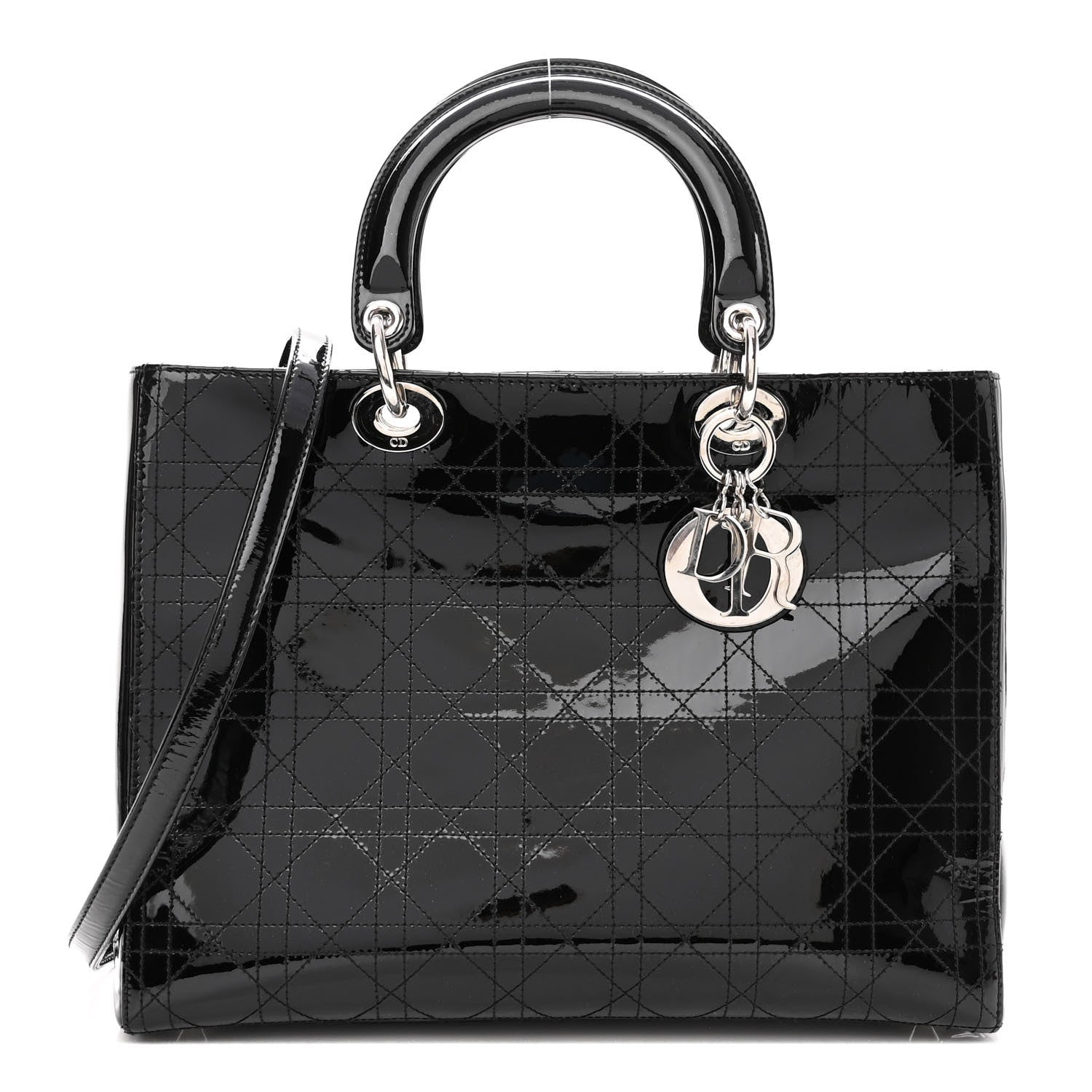 Christian Dior Patent Cannage Stitched Large Lady Dior Black 1 of 10