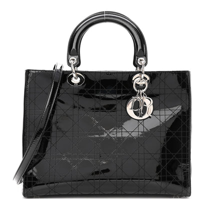 Christian Dior Patent Cannage Stitched Large Lady Dior Black 1 of 10
