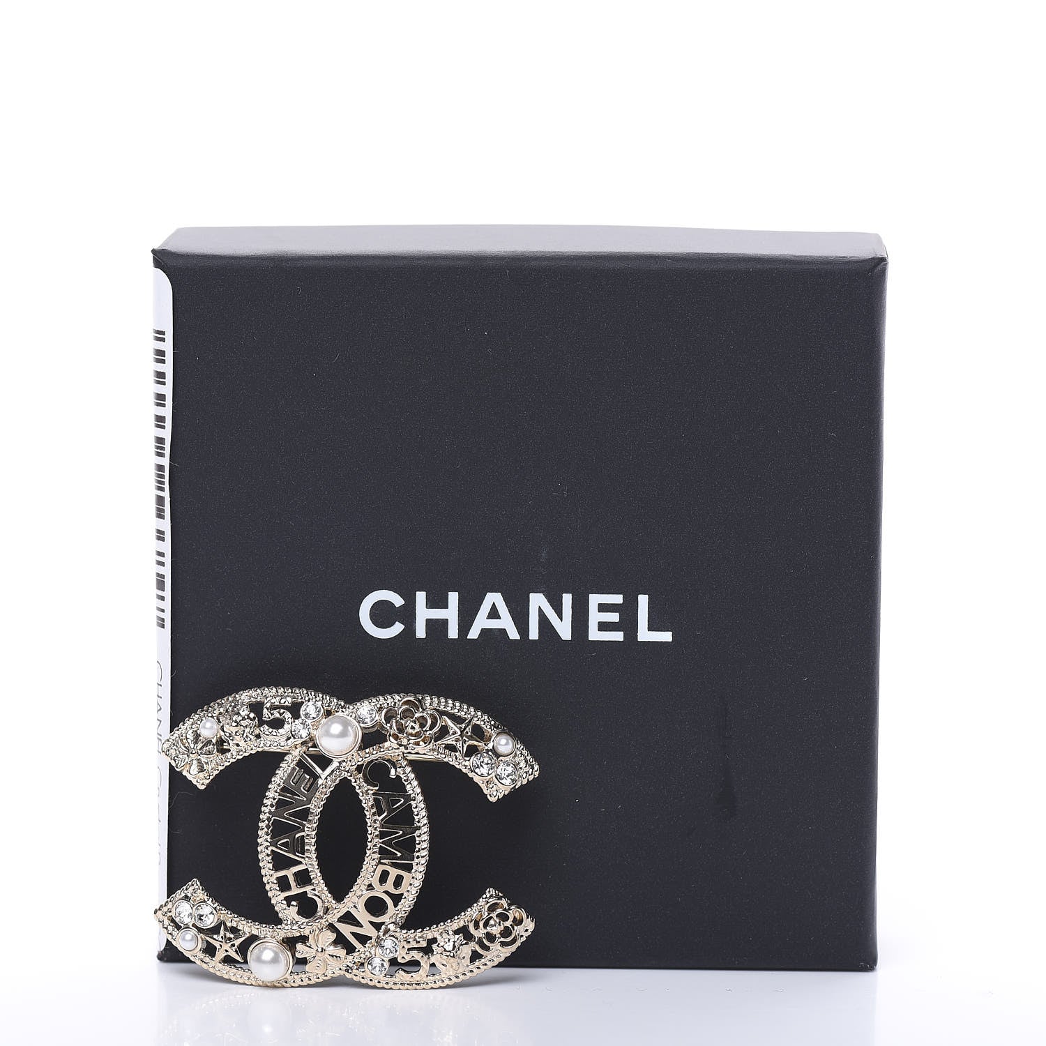 Chanel Crystal Pearl CC Charms Brooch Gold 5 of 5