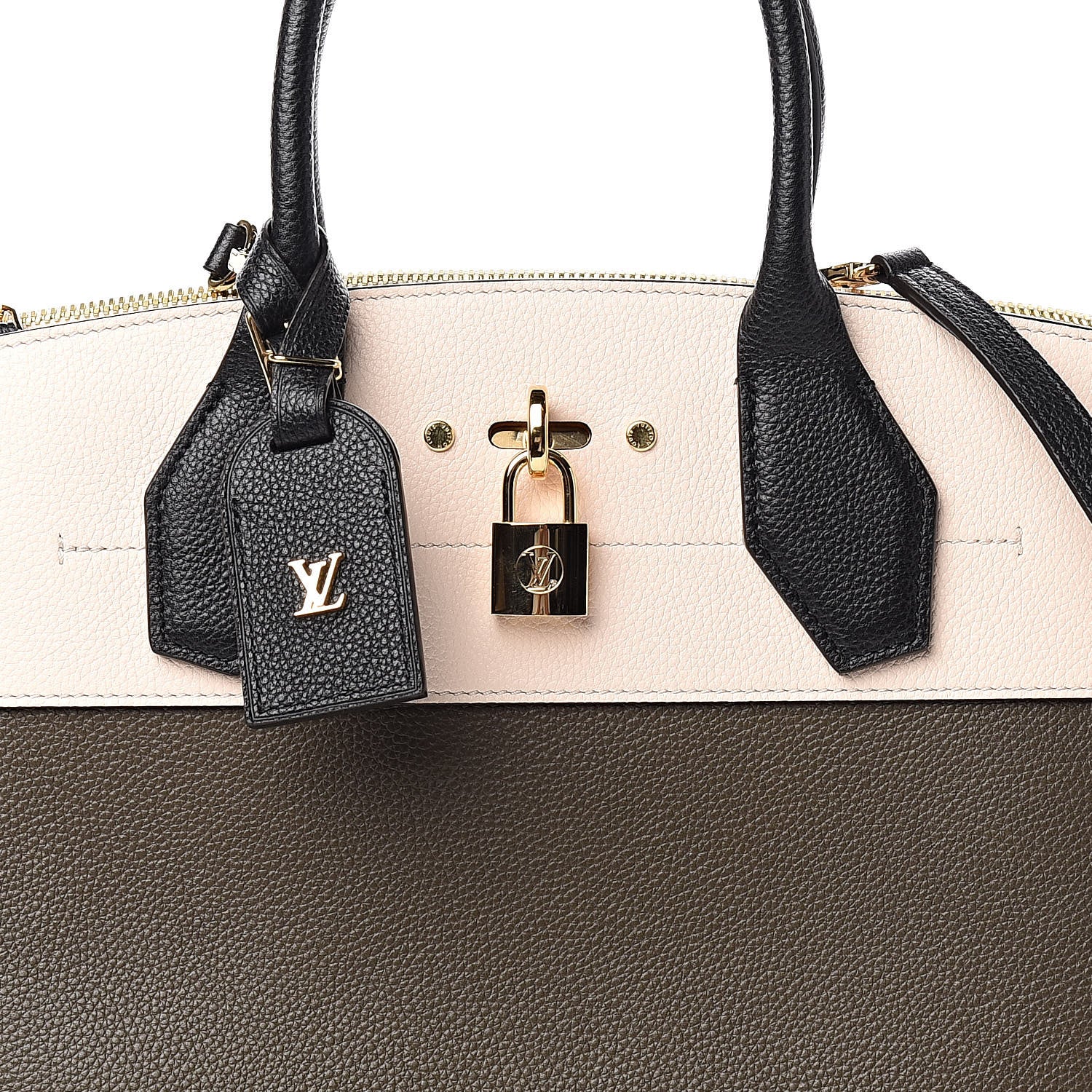 Louis Vuitton Taurillon City Steamer MM Kaki Creme Black 9 of 10