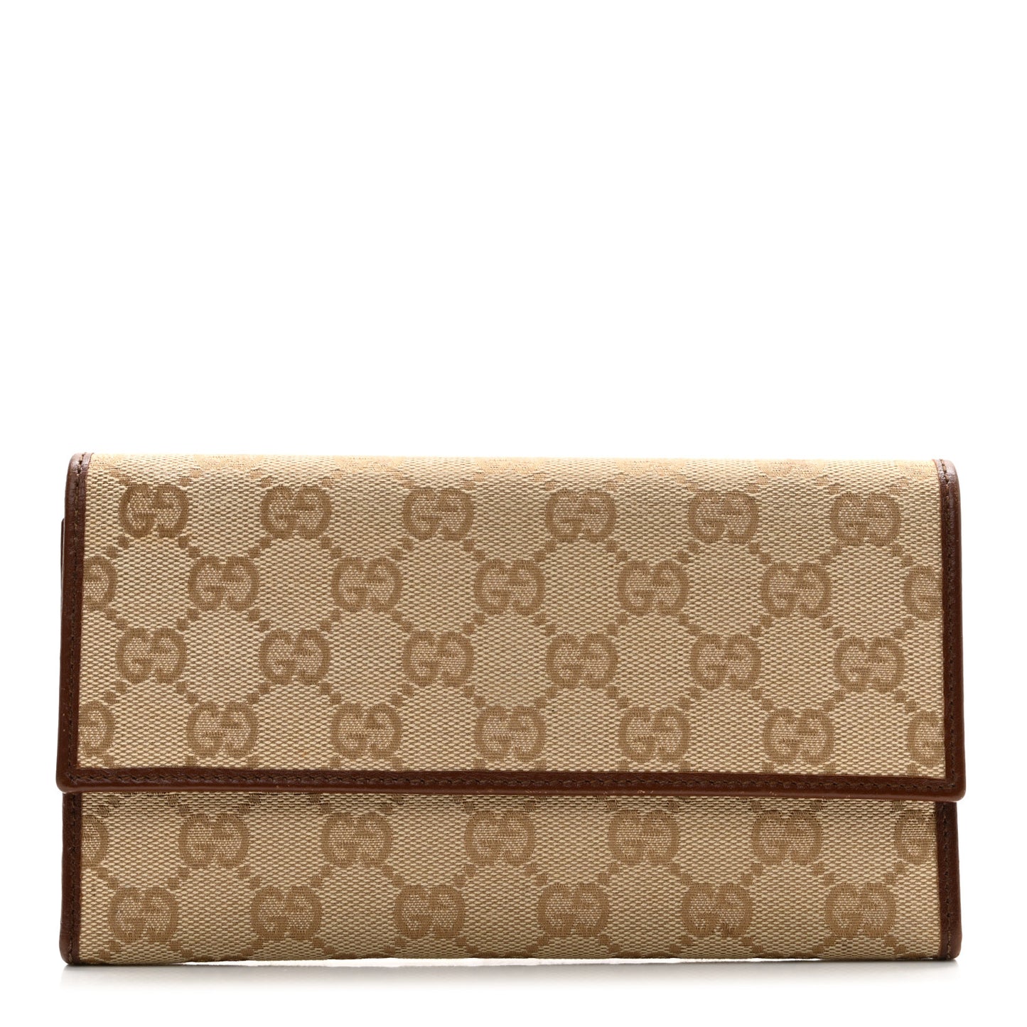 Monogram Dollar Calfskin Continental Flap Wallet Beige Ebony Tabacco