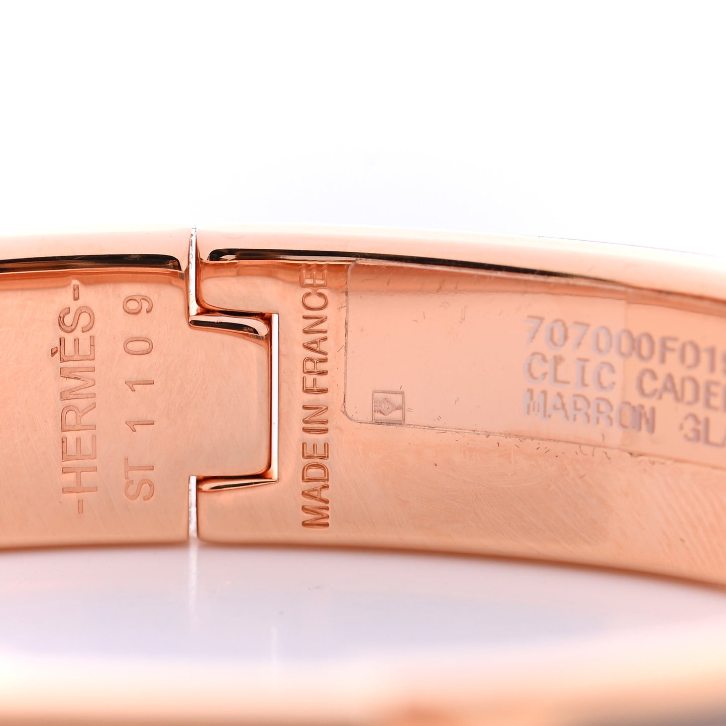Enamel Narrow Clic Cadenas Bracelet PM Marron Glace