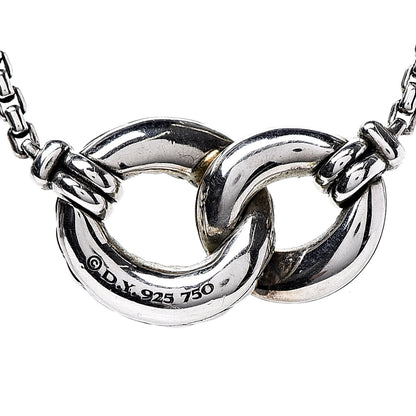 David Yurman Sterling Silver 18K Yellow Gold Belmont Pendant Necklace 5 of 7