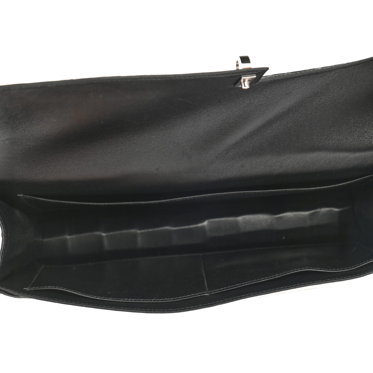 Shiny Porosus Crocodile Verrou Elan Clutch Black