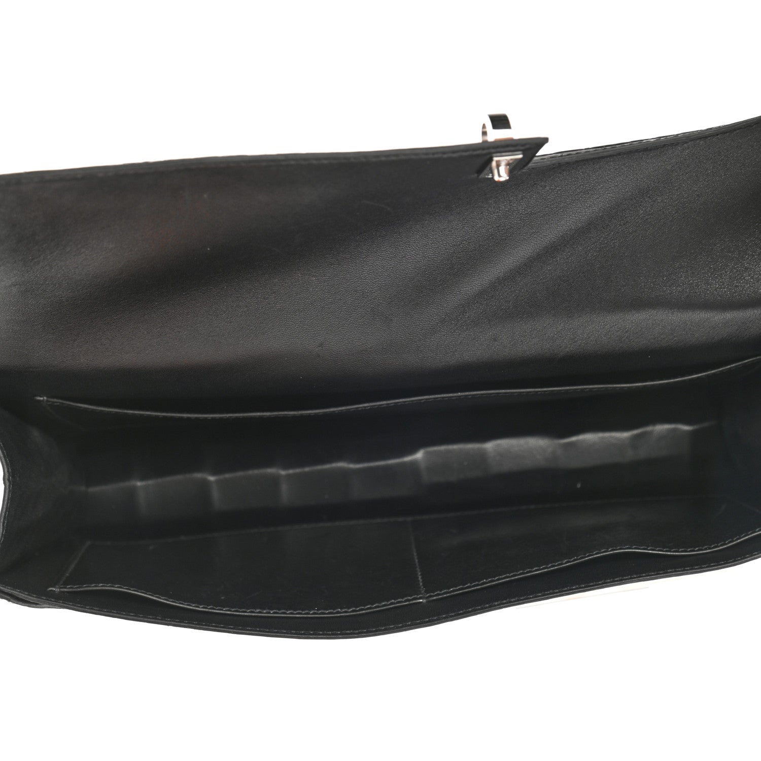 Hermes Shiny Porosus Crocodile Verrou Elan Clutch Black 5 of 9