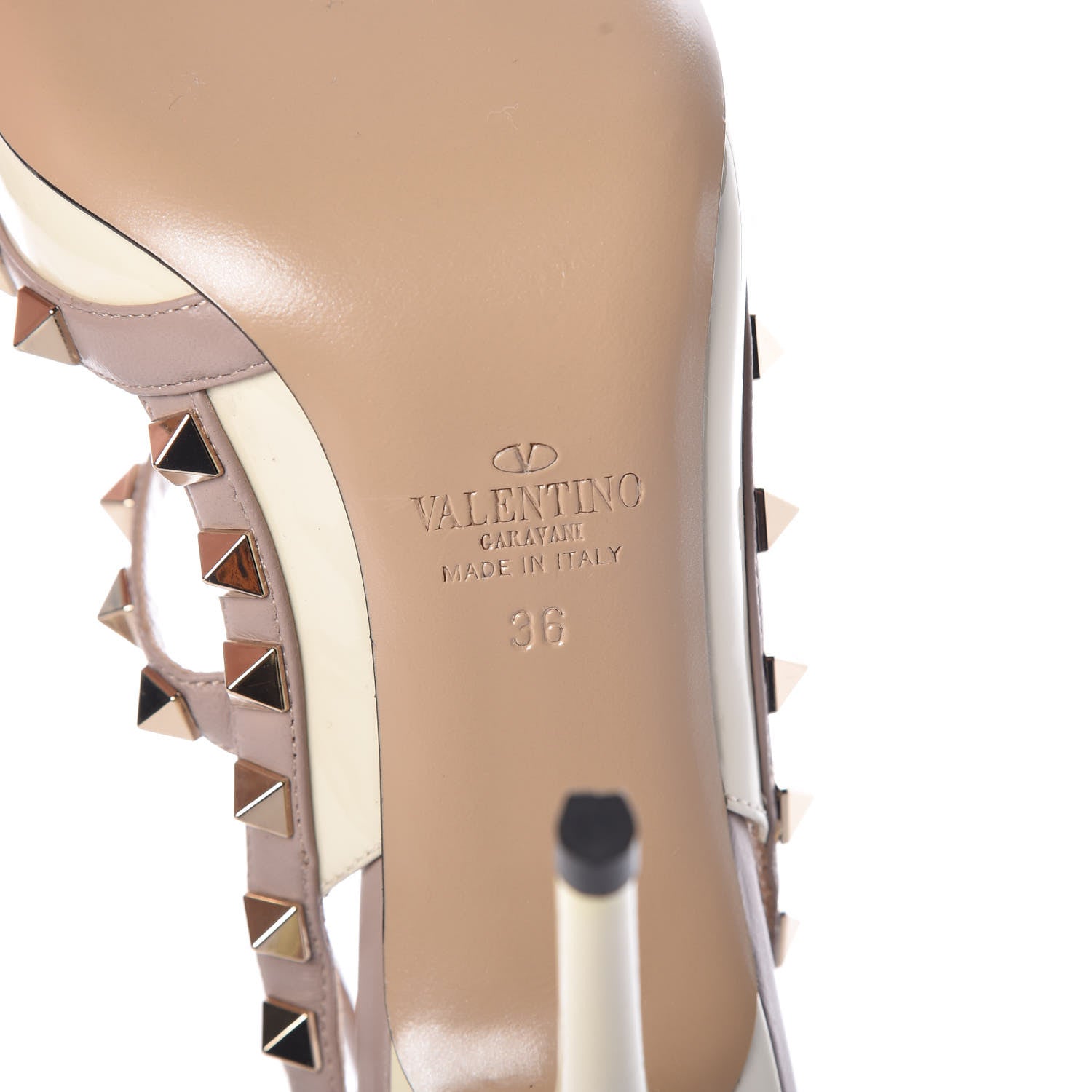Valentino Garavani Patent Rockstud Ankle Strap 100mm Pumps 36 Light Ivory Poudre 7 of 7