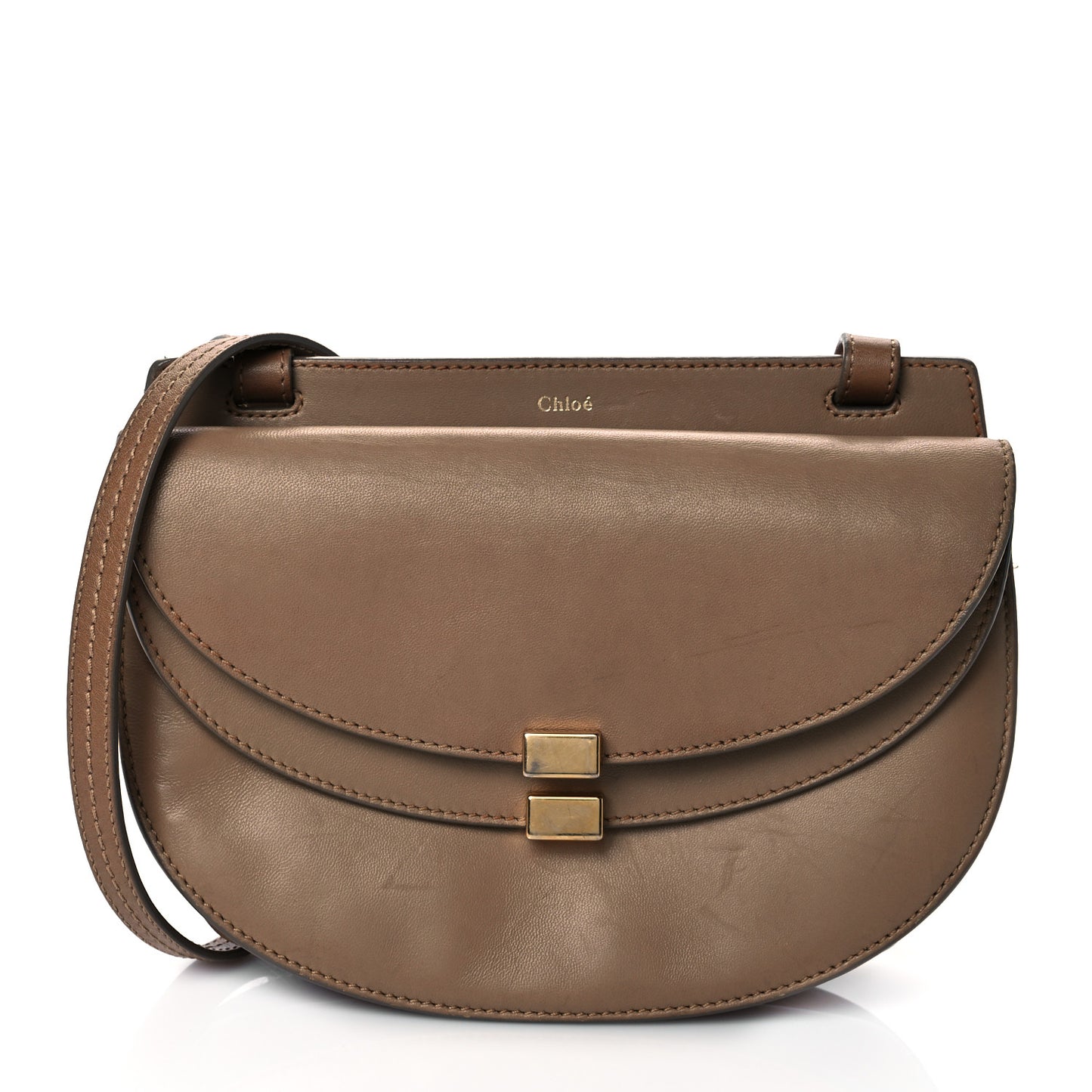 Calfskin Georgia Crossbody Bag Chestnut Cream