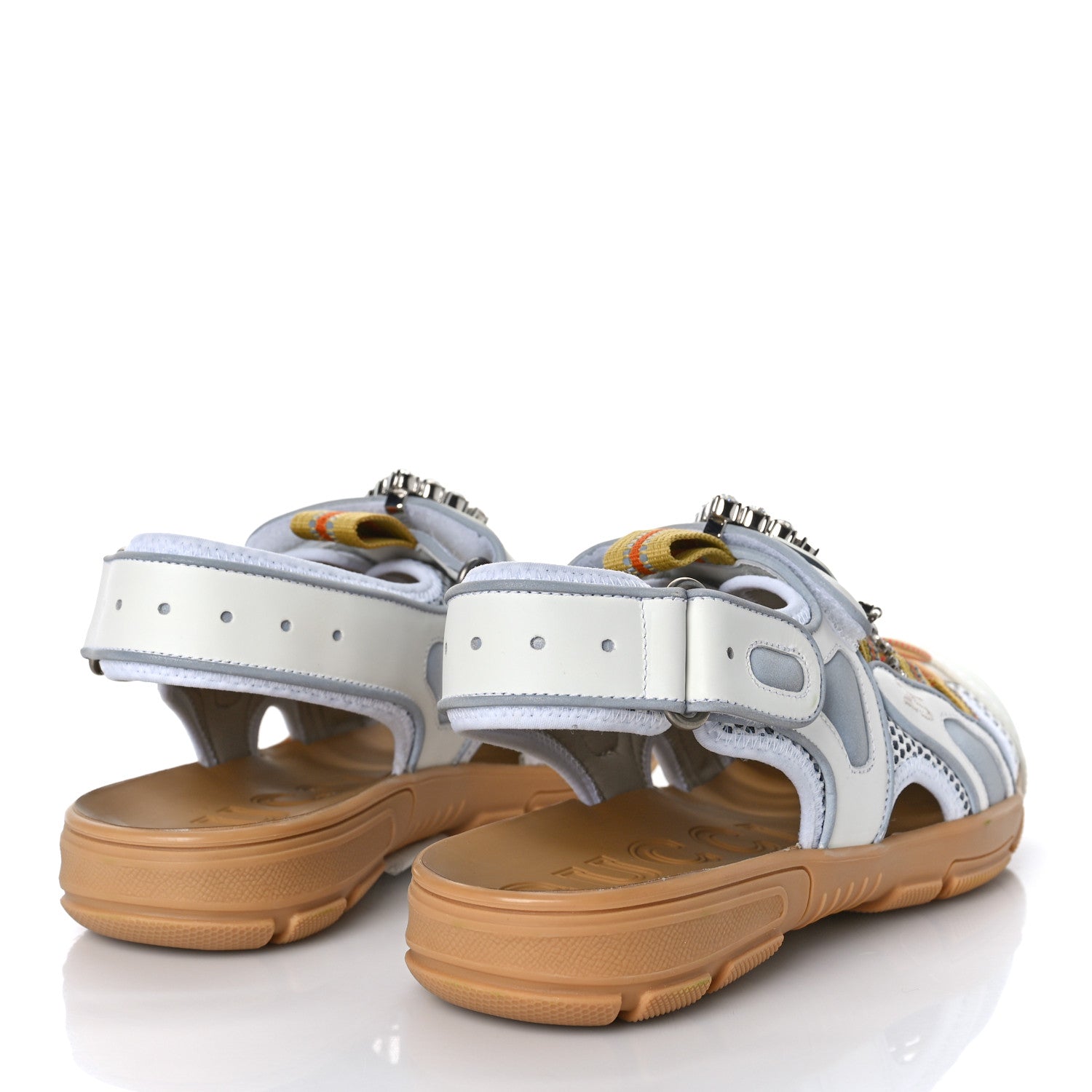 Gucci Mesh Fabric Tinsel Sport Sandals 39.5 White Silver 3 of 9
