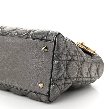 Christian Dior Metallic Grained Calfskin Cannage Medium Supple Lady Dior Steel 10 of 10