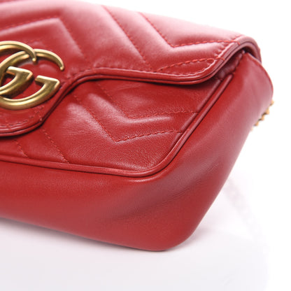 Gucci Calfskin Matelasse Super Mini GG Marmont Shoulder Bag Hibiscus Red 9 of 11