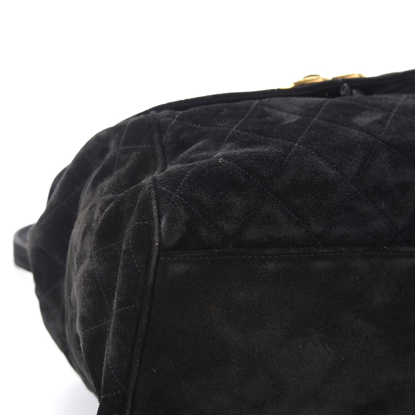 Suede Quilted Drawstring Backpack Black