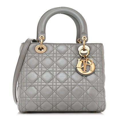 Christian Dior Metallic Lambskin Cannage Medium Lady Dior Silver 1 of 10
