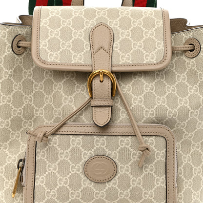 Gucci GG Supreme Monogram Azalea Calfskin Retro Interlocking G Buckle Backpack Beige Mystic White 8 of 10