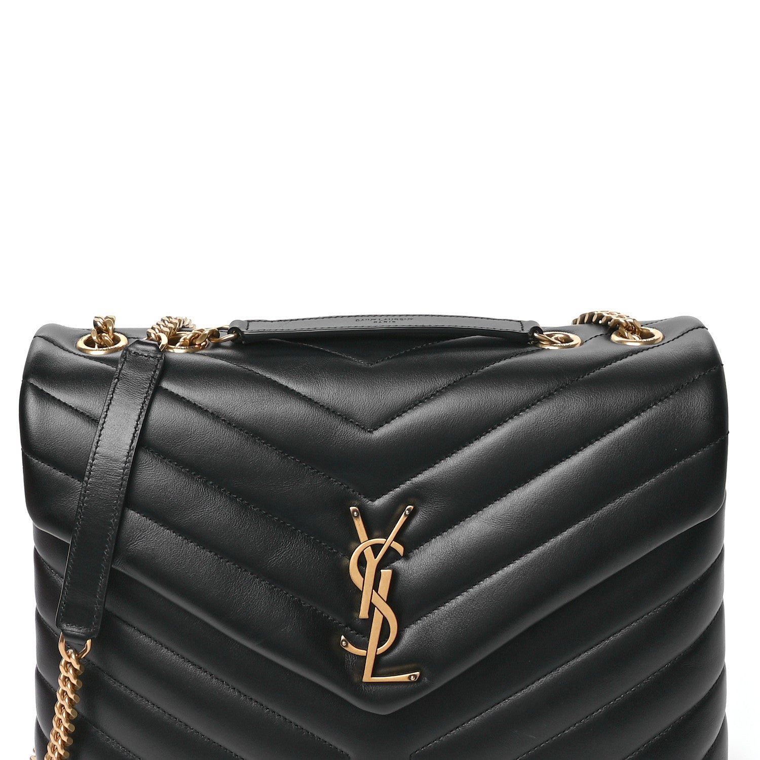 Saint Laurent Calfskin Y Quilted Monogram Medium Loulou Chain Satchel Black 8 of 10