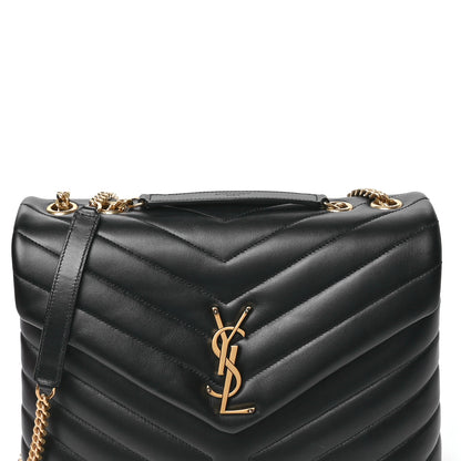 Saint Laurent Calfskin Y Quilted Monogram Medium Loulou Chain Satchel Black 8 of 10