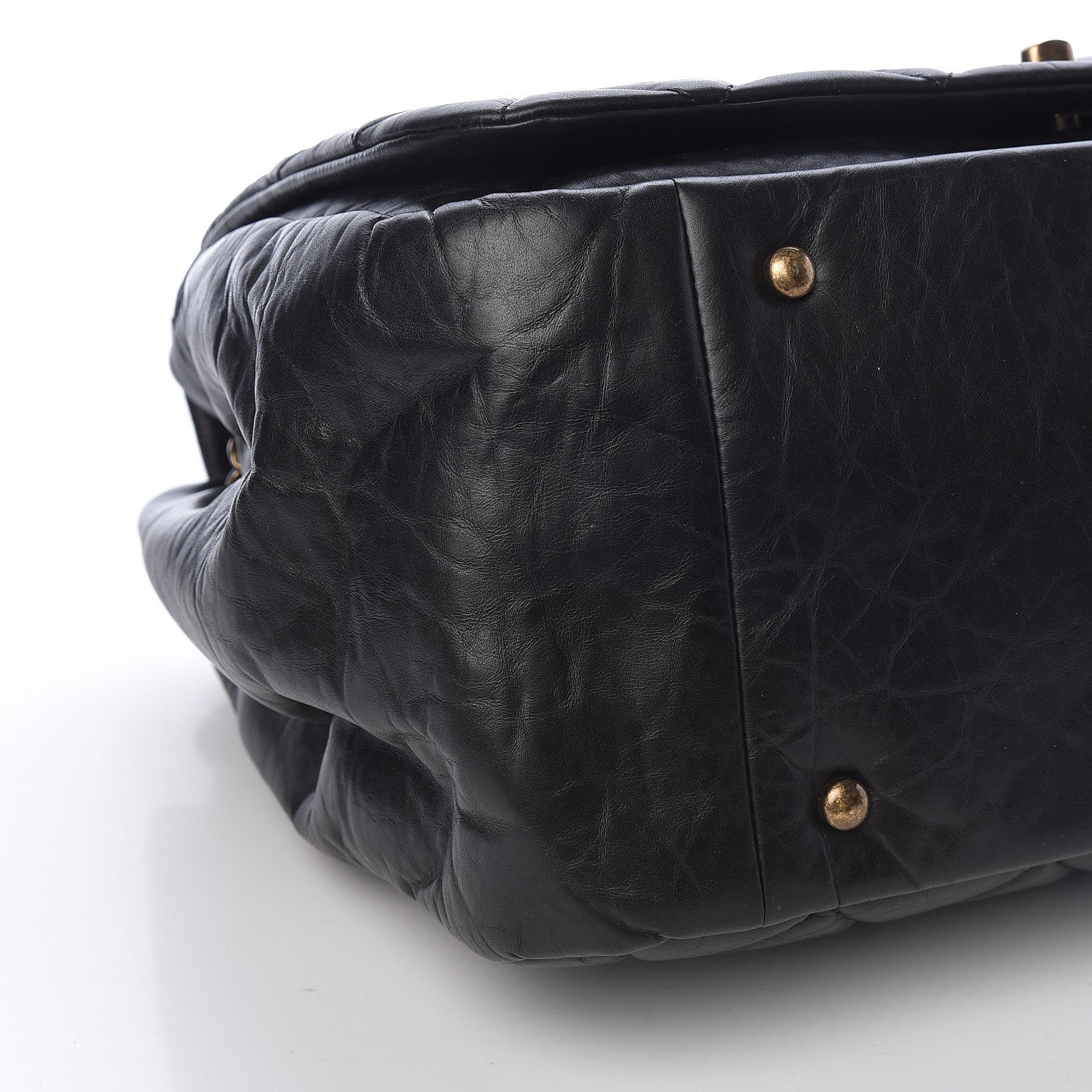 Chanel Aged Calfskin Quilted Large Pondichery Flap Black 9 of 10