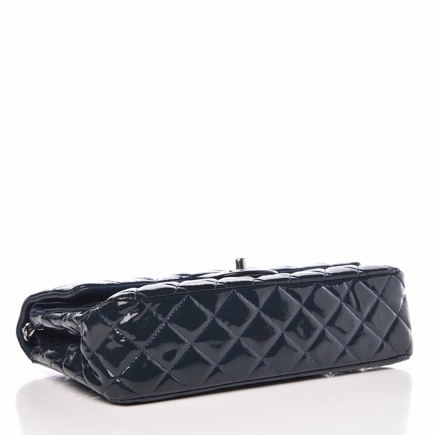 Patent Quilted Medium Double Flap Navy