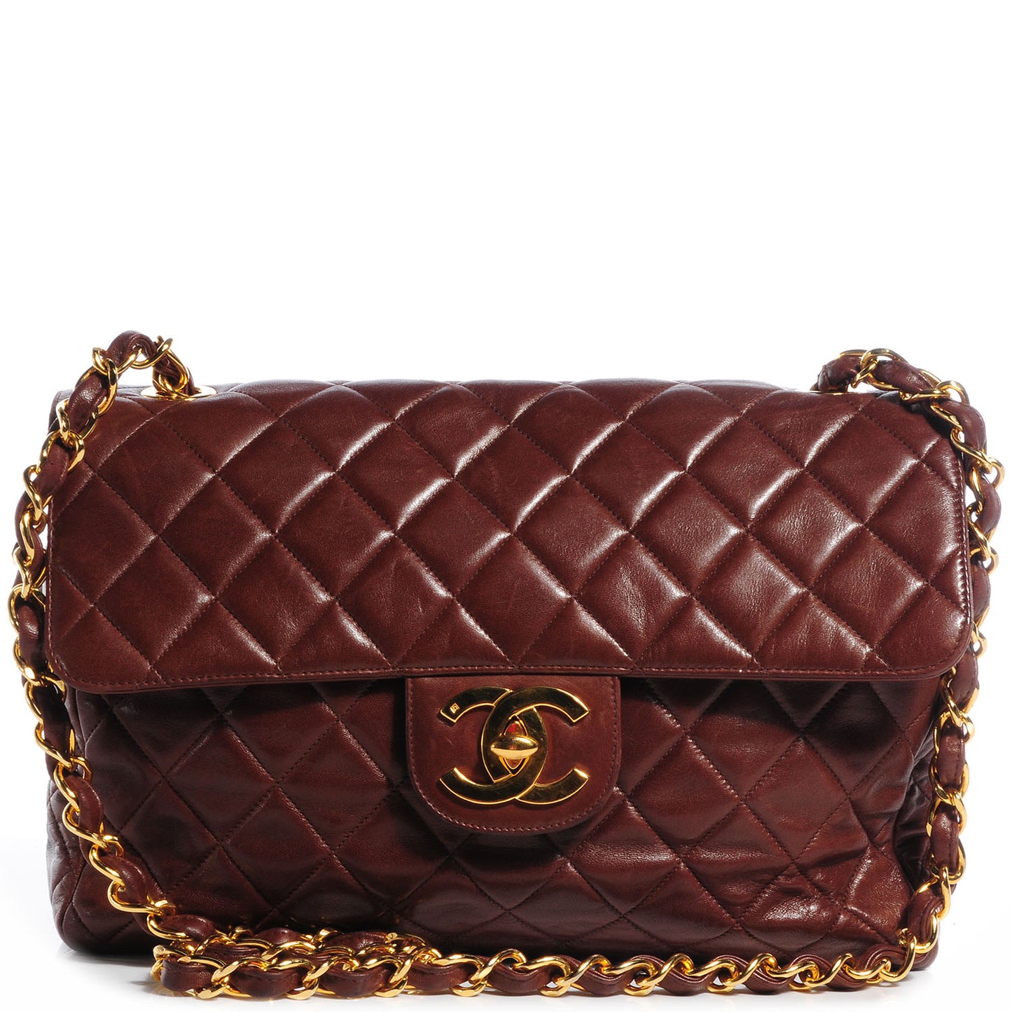 Lambskin Jumbo Flap Brown