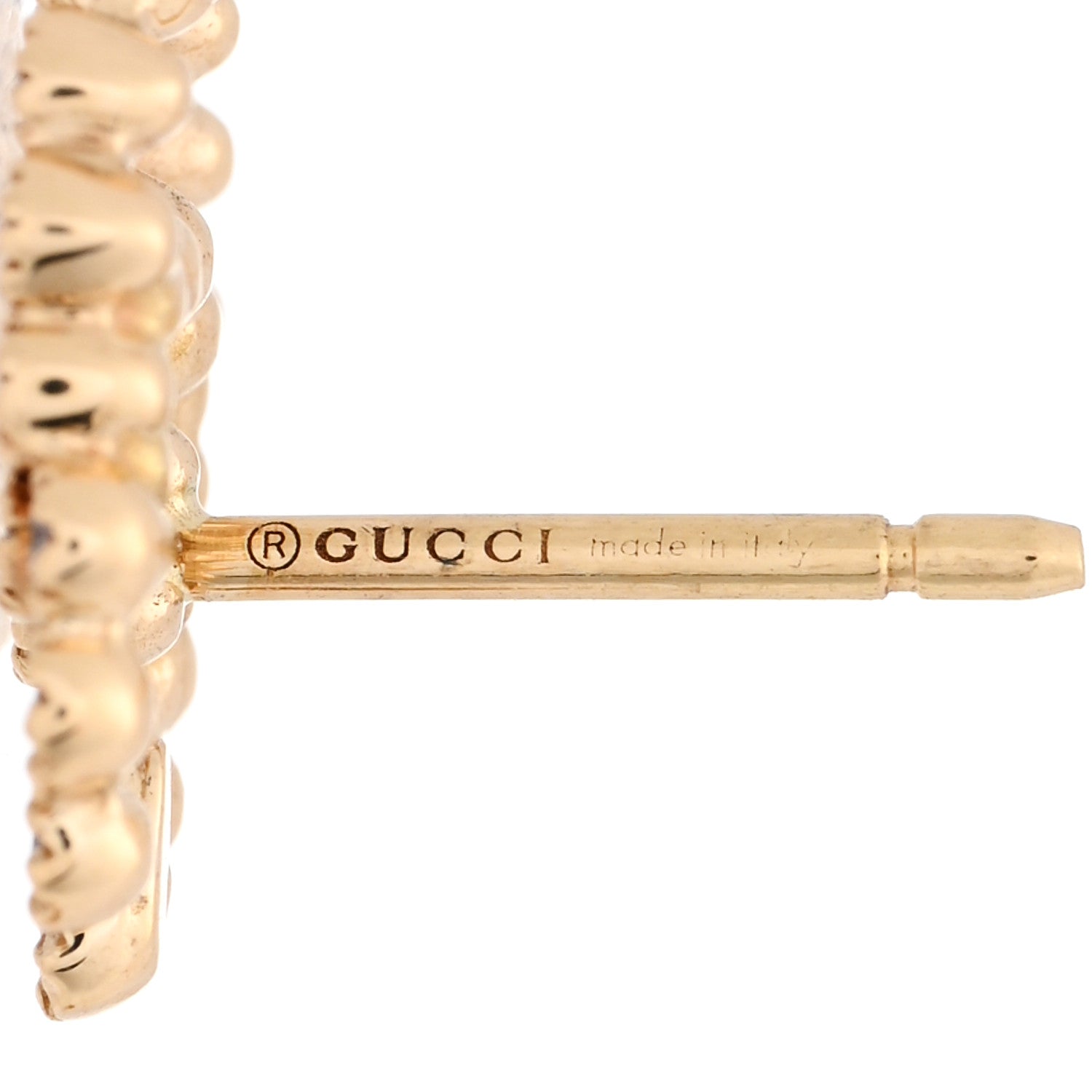 Gucci 18K Yellow Gold Diamond Running G Earrings 4 of 4