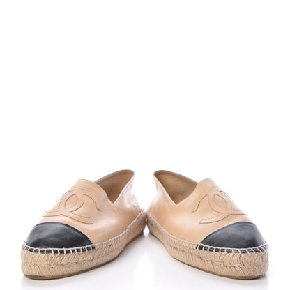Chanel Lambskin CC Espadrilles 41 Beige Black 6 of 12