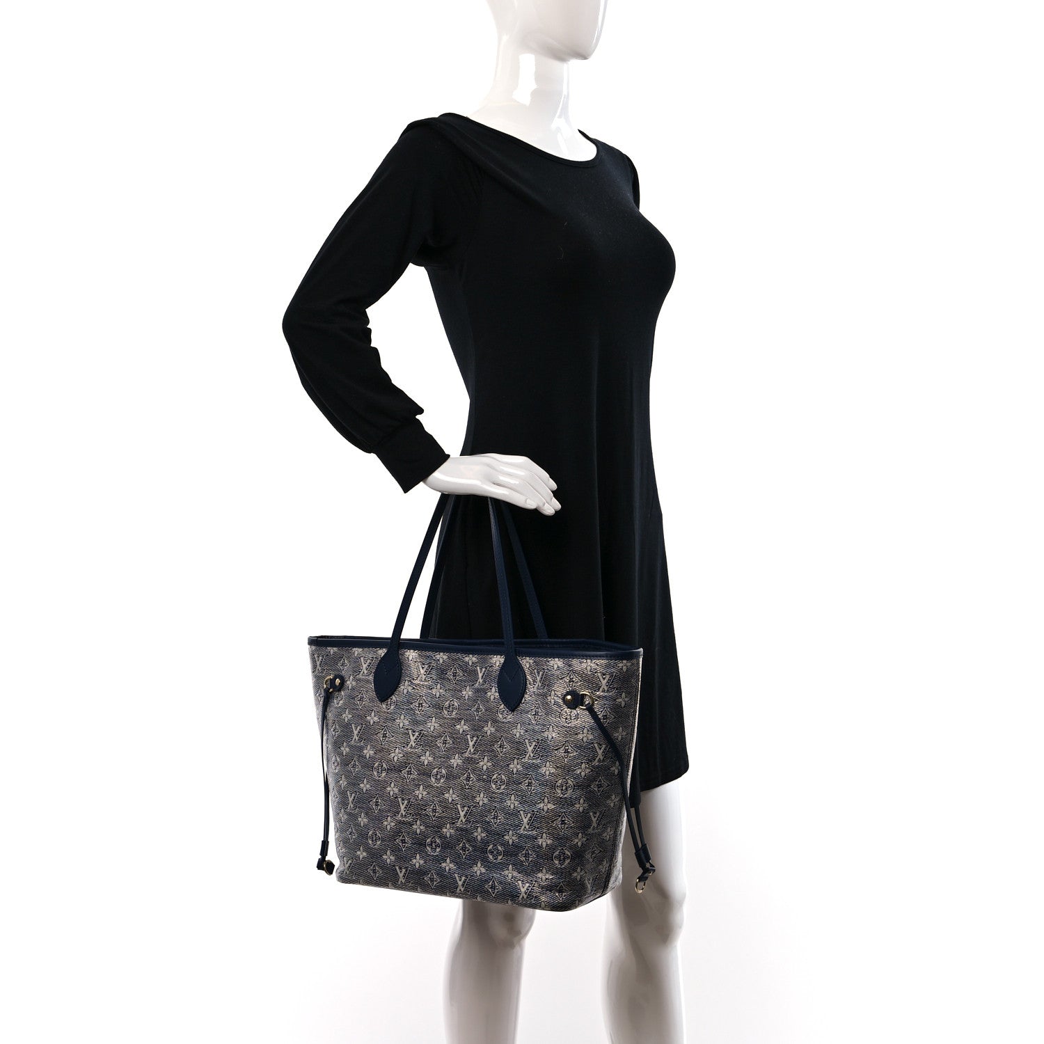 Louis Vuitton Monoglam Neverfull MM Blue 2 of 13