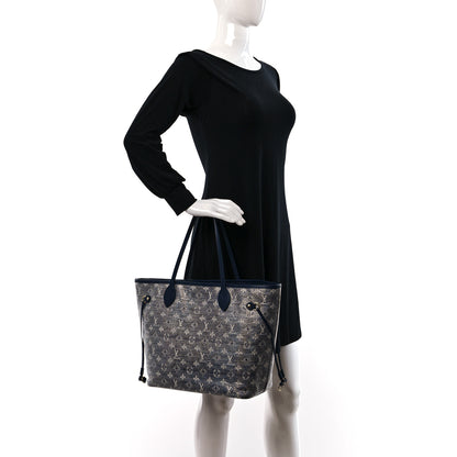 Louis Vuitton Monoglam Neverfull MM Blue 2 of 13