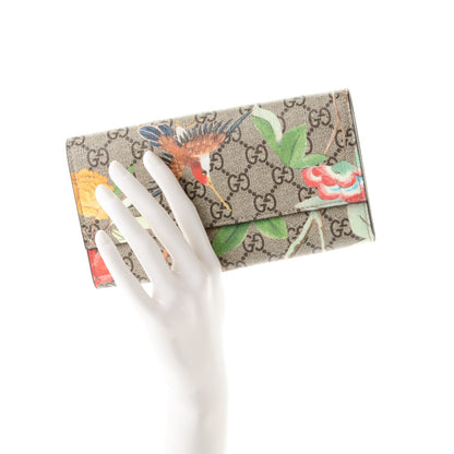 Gucci GG Supreme Monogram Tian Continental Wallet Beige Multicolor Red 2 of 7