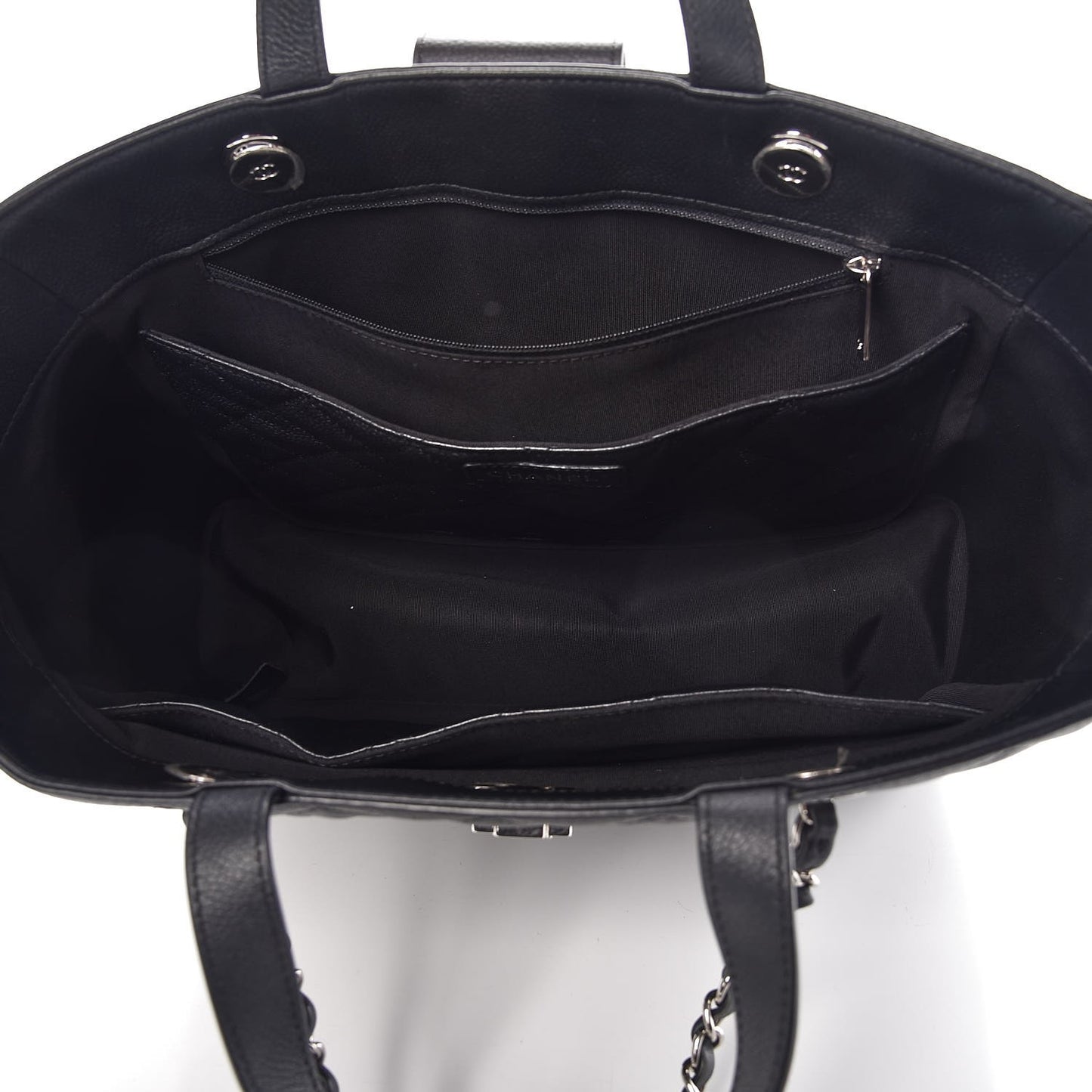 Caviar Quilted Large CC Box Shopping Tote Black