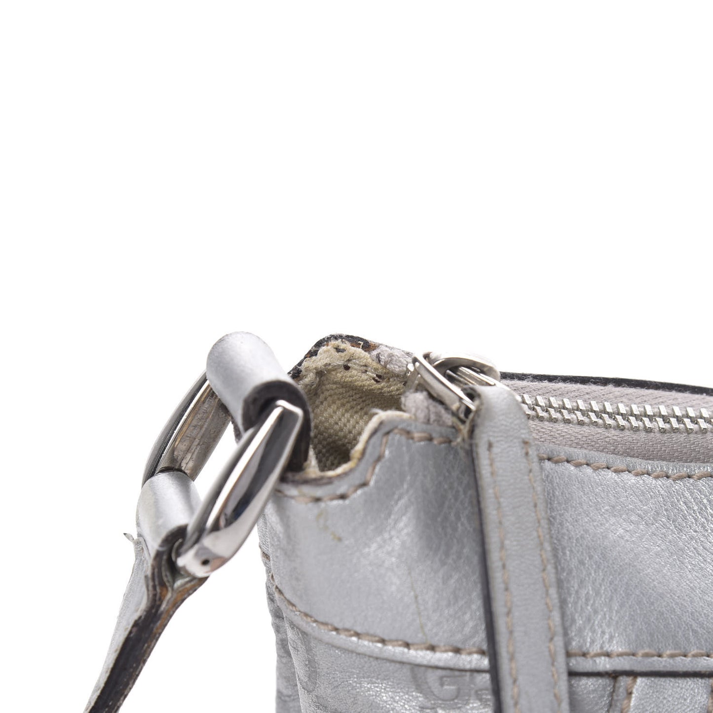 Guccissima Small D Ring Messenger Silver
