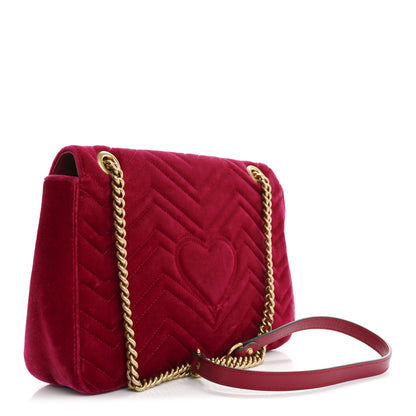 Gucci Velvet Matelasse Panther Embroidered Medium GG Marmont Shoulder Bag Raspberry Rose 3 of 12