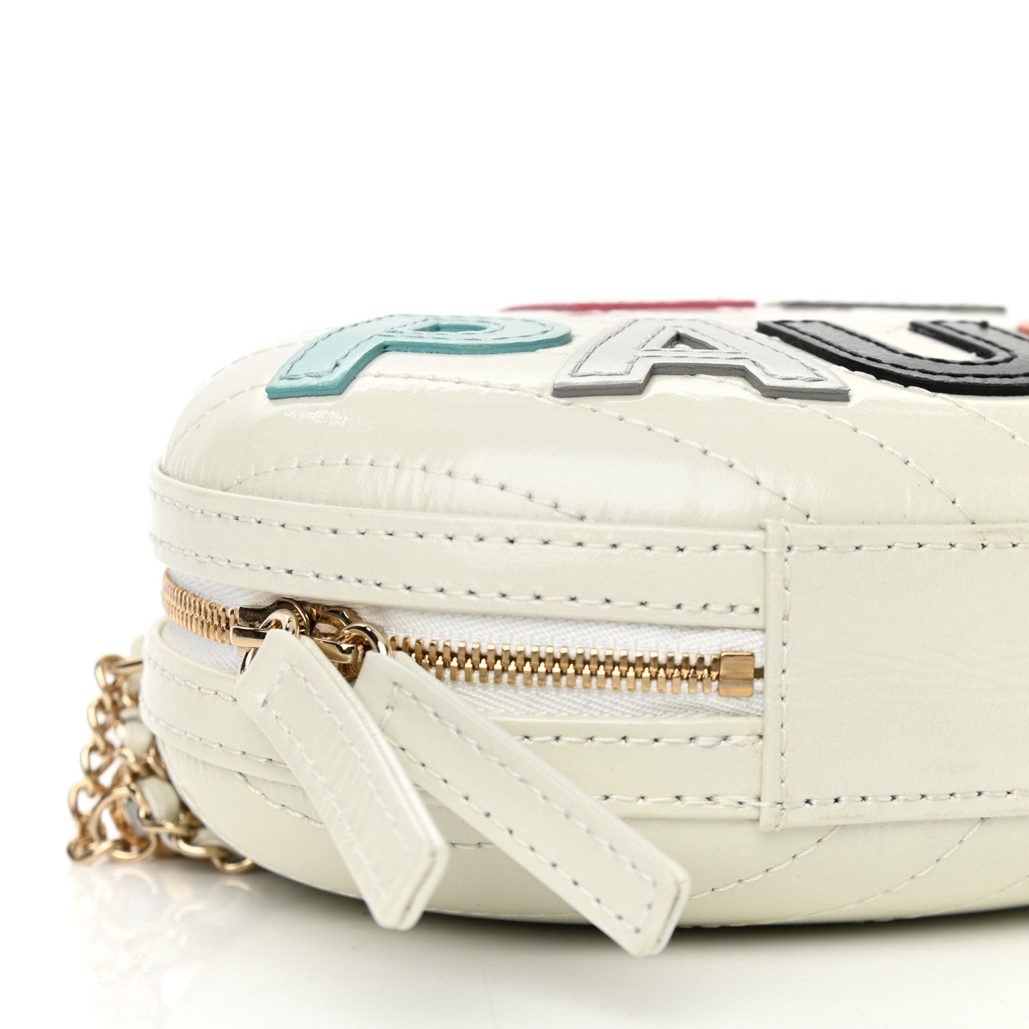 Chanel Embroidered Lambskin Chevron Quilted La Pausa Evening Bag White 9 of 10