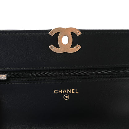 Chanel Calfskin Quilted Perfect Fit Wallet On Chain WOC Black 6 of 12