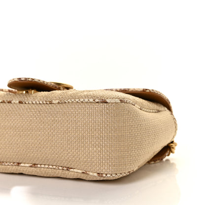 Gucci Raffia Elaphe Matelasse Small GG Marmont Shoulder Bag Natural Cream Brown 5 of 8