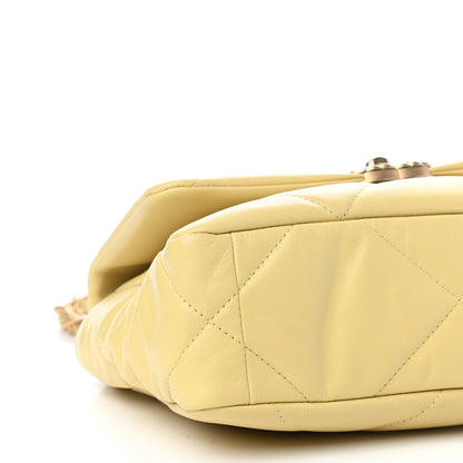 Chanel Shiny Goatskin Quilted Medium Chanel 19 Flap Yellow 8 of 11