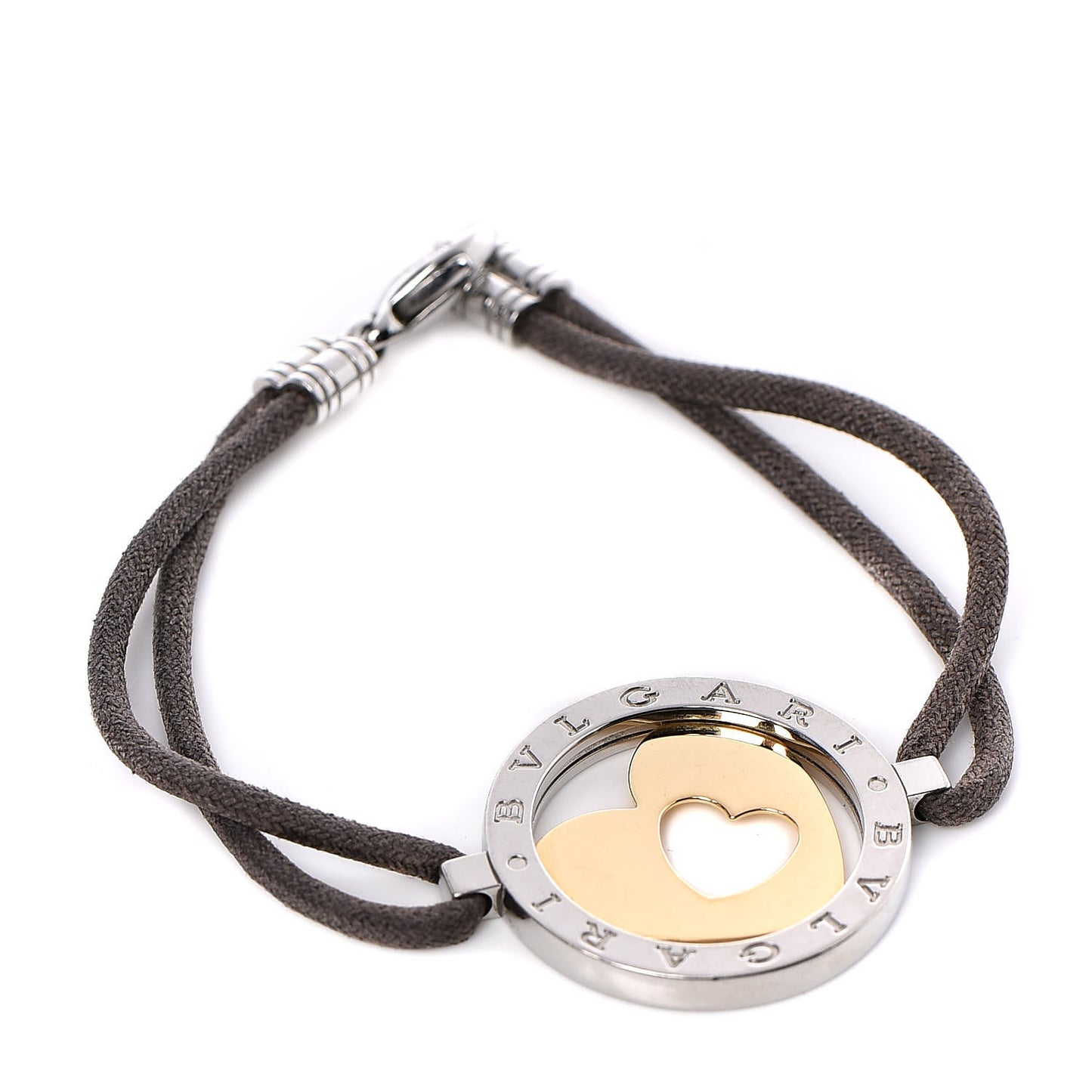 Stainless Steel 18K Yellow Gold Tondo Heart Bracelet