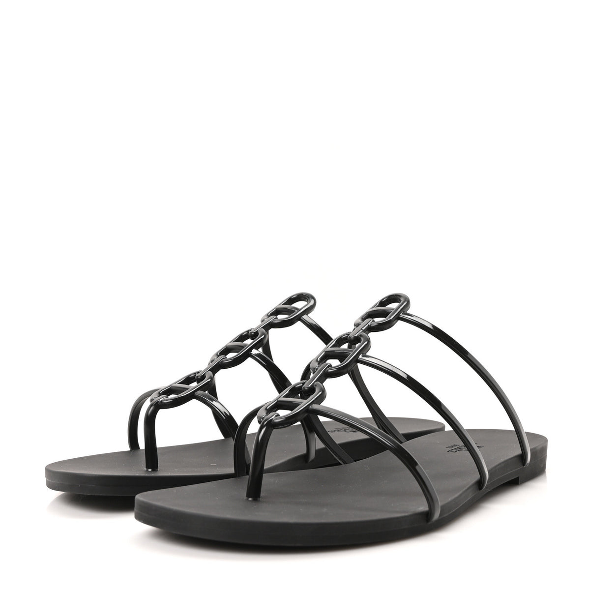 Hermes Rubber Womens Mykonos Sandals 39 Black 4 of 9