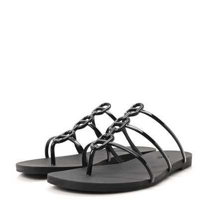 Hermes Rubber Womens Mykonos Sandals 39 Black 4 of 9