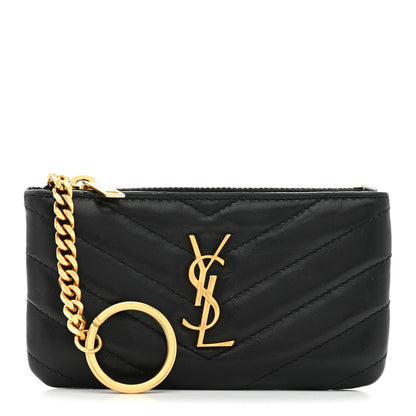 Saint Laurent Calfskin Matelasse Monogram Key Pouch Black 1 of 7